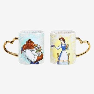 New in box Disney Beauty and the Beast Duo mug set. Heart shaped handles.